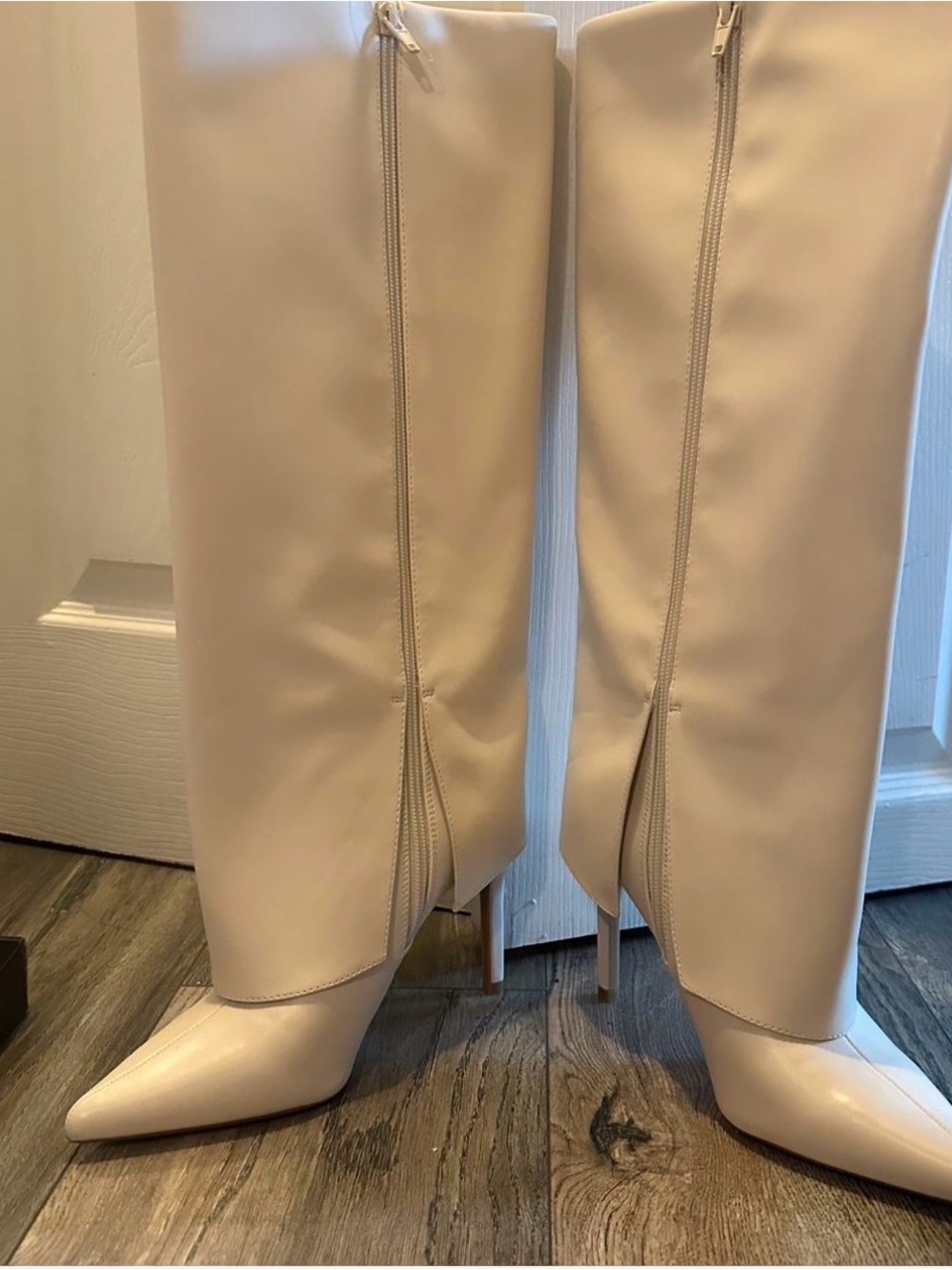 NEW Women's Tall Pointed-Toe Stiletto Boots - Cream
